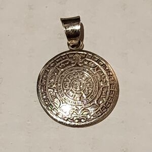Vintage 90's Silver Aztec/Mayan Calendar Charm Pendant